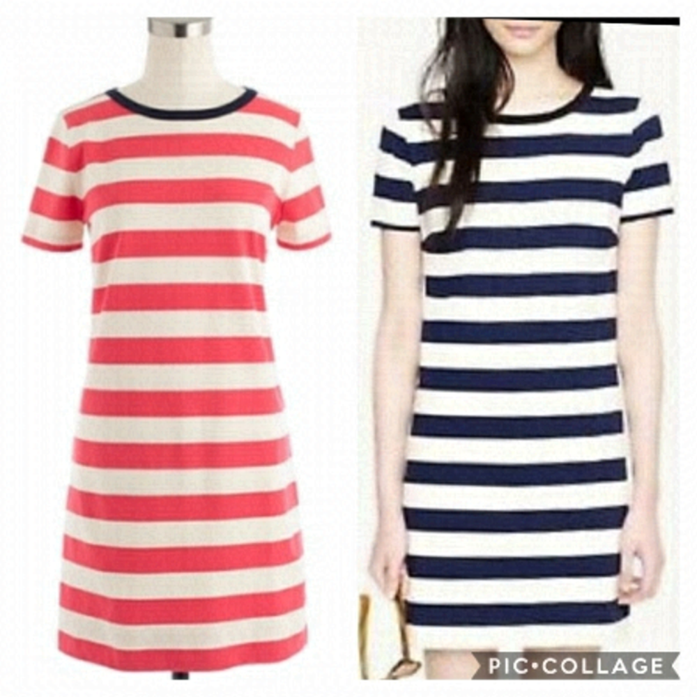 J. Crew Rugby Stripe Dress In Pink XS